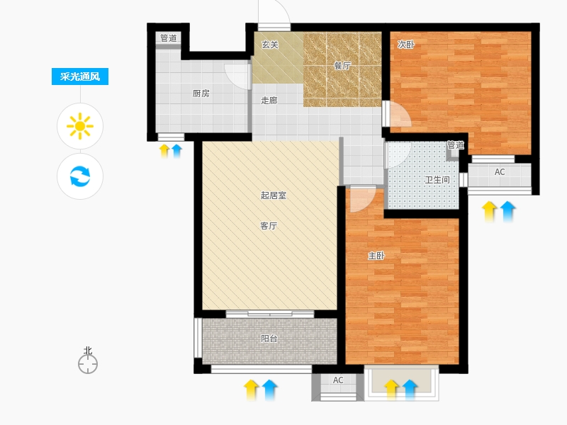 天璽名著2室0廳1衛(wèi)1廚124平戶型采光通風圖