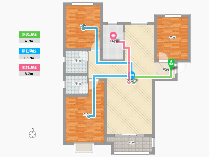 天璽名著3室2廳2衛(wèi)1廚134平戶型動靜線圖