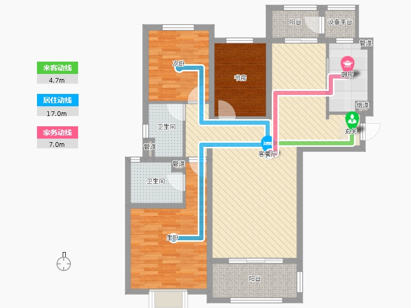 中冶德賢公館3室2廳2衛(wèi)1廚138.00㎡戶型動靜線圖 中冶德賢公館3室2廳2衛(wèi)1廚138.00㎡戶型動靜線圖