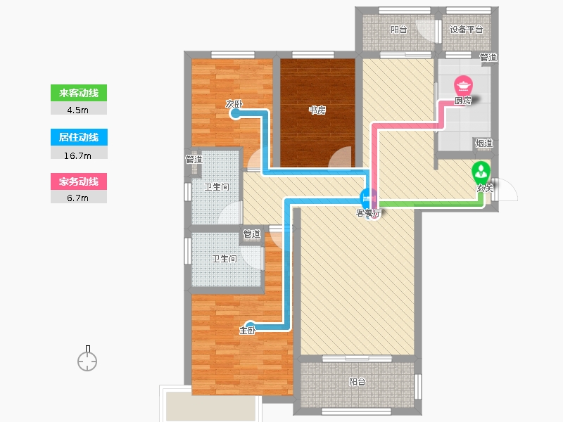 中冶德賢公館3室2廳2衛(wèi)1廚144.00㎡戶型動靜線圖 中冶德賢公館3室2廳2衛(wèi)1廚144.00㎡戶型動靜線圖