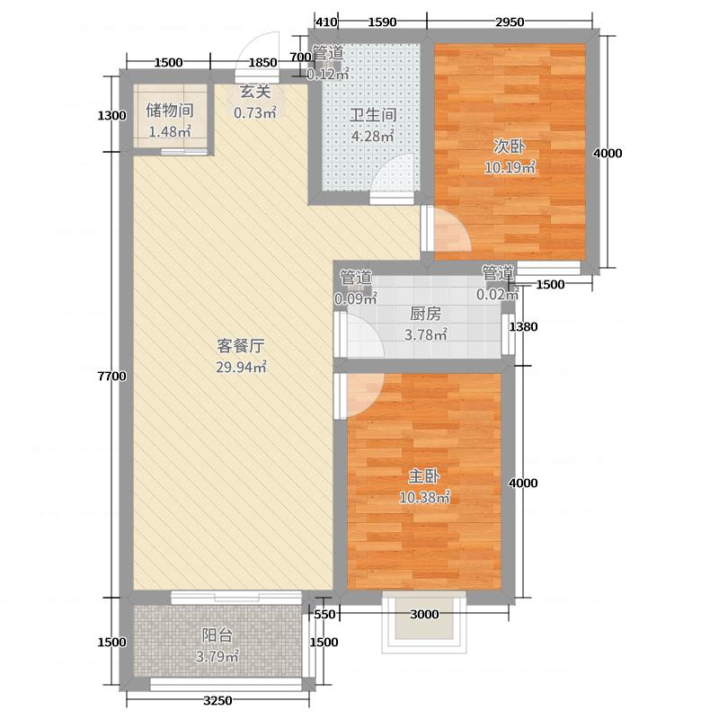 林蔭大院2室1廳1衛(wèi)1廚97㎡戶(hù)型圖