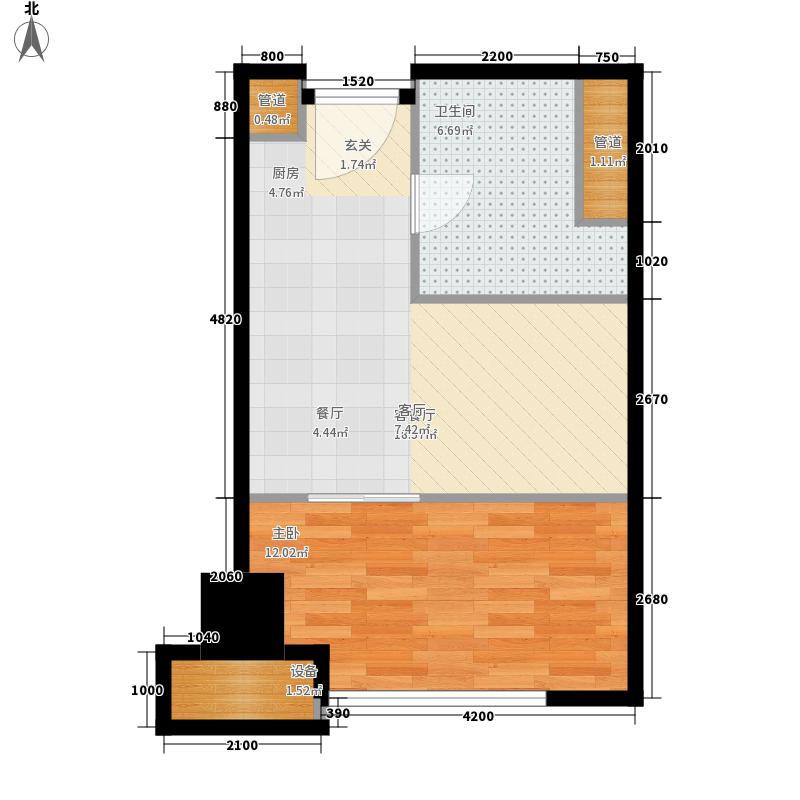 林蔭大院1室1廳1衛(wèi)0廚43.00㎡戶型圖