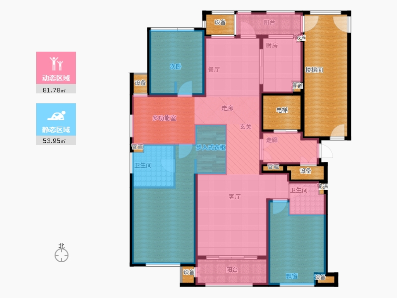 林蔭大院3室1廳2衛(wèi)1廚169.00㎡動(dòng)靜分區(qū)圖