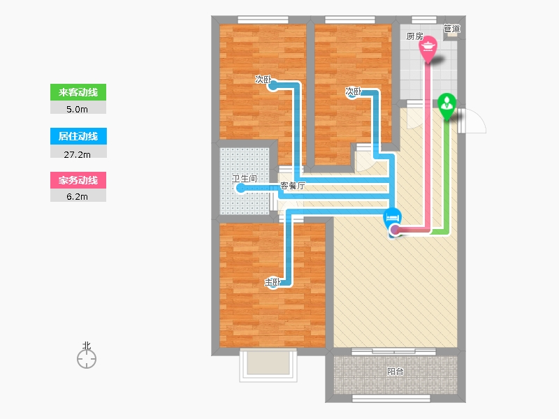 漢嘉海語(yǔ)城3室1廳1衛(wèi)1廚109.00㎡動(dòng)線圖