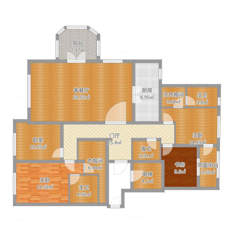 天山九峯3室2廳3衛(wèi)1廚177㎡戶型圖
