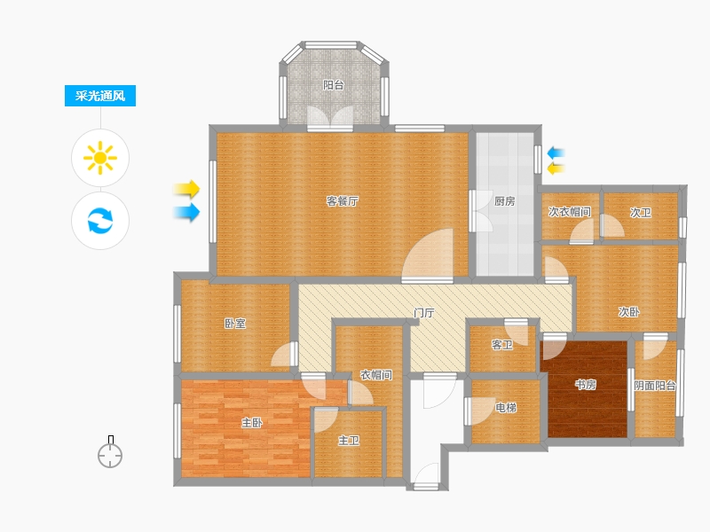 天山九峯3室2廳0衛(wèi)1廚177.00㎡采光通風圖