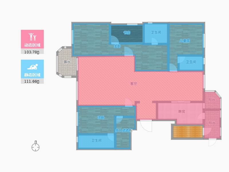 天山九峰4室1廳3衛(wèi)1廚251.00㎡動靜分區(qū)圖