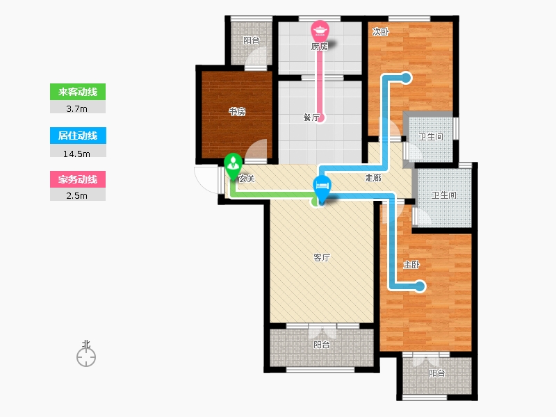 帝王國際3室0廳2衛(wèi)1廚133.00㎡動(dòng)線圖