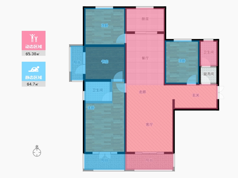 帝王國際4室2廳2衛(wèi)1廚163.00㎡動靜分區(qū)圖