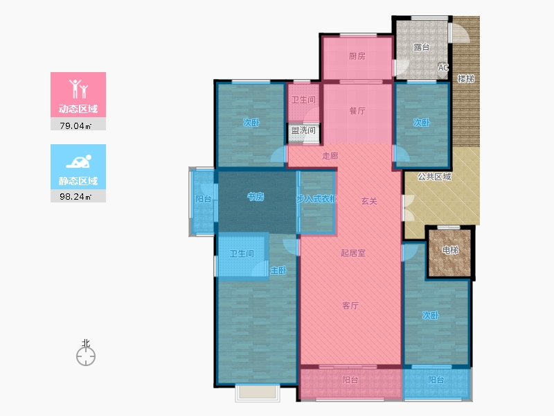 帝王國際4室2廳2衛(wèi)1廚204.00㎡動(dòng)靜分區(qū)圖