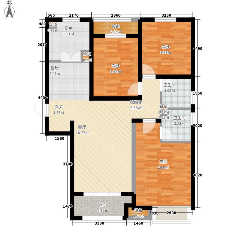 天下錦程3室1廳2衛(wèi)1廚123.00㎡戶型圖