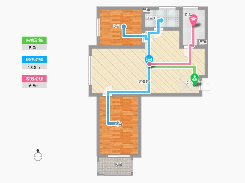 雨荷水岸2室1廳1衛(wèi)1廚72㎡動(dòng)靜線圖