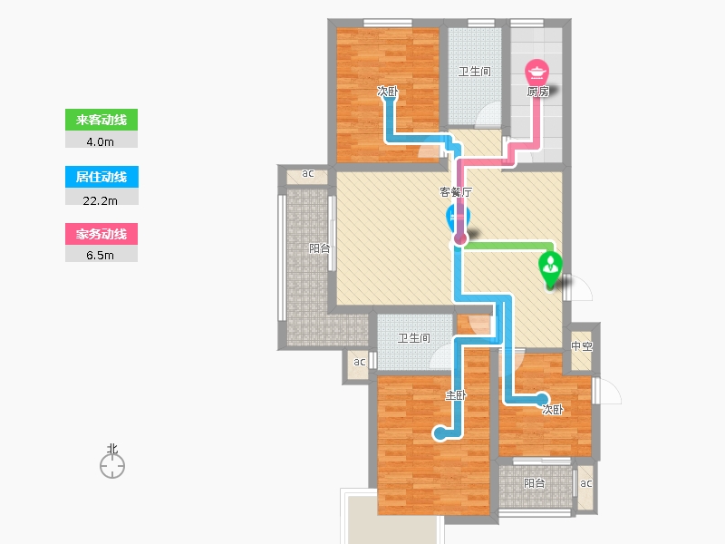 盛世御城3室1廳2衛(wèi)1廚125㎡動靜線圖