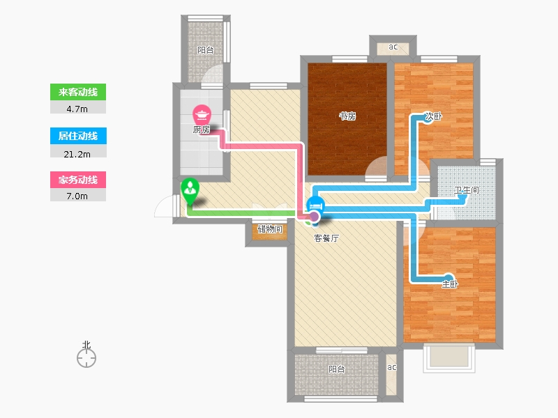 盛世御城3室1廳1衛(wèi)1廚127㎡動(dòng)靜線(xiàn)圖