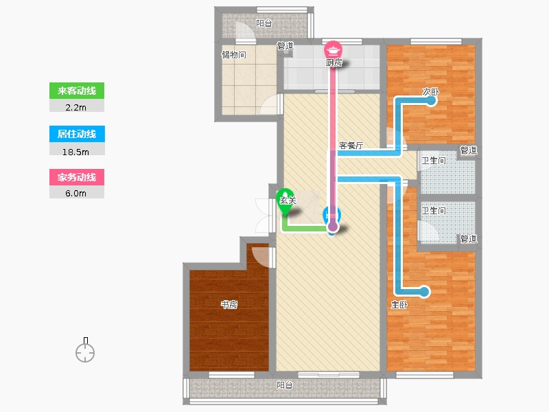 長(zhǎng)久中心公園9號(hào)3室1廳2衛(wèi)1廚162㎡動(dòng)靜線圖
