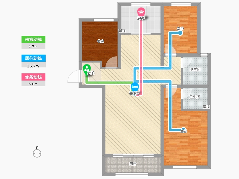 天海容天下3室2廳2衛(wèi)1廚135㎡動靜線圖