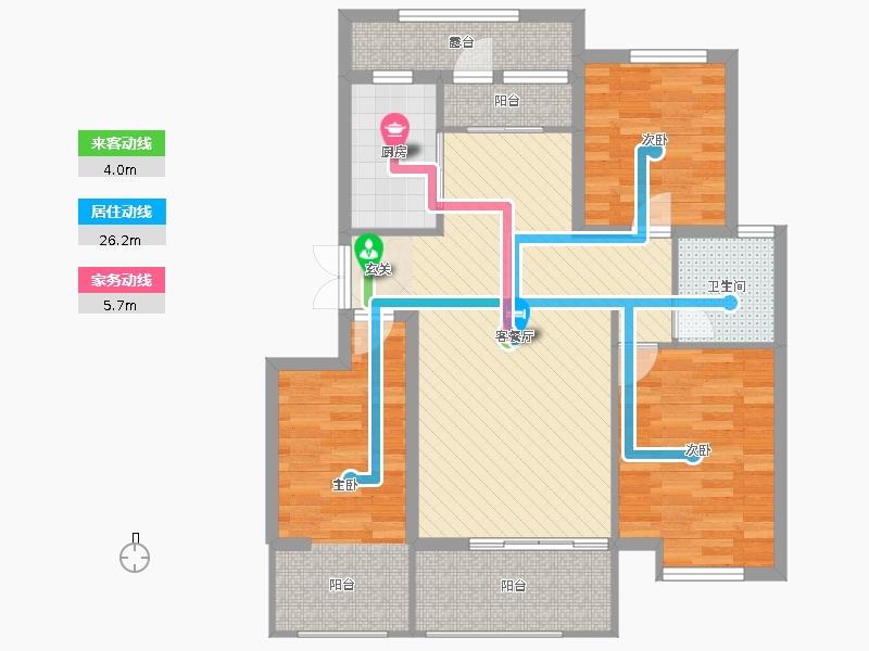 潤德天悅城3室2廳1衛(wèi)1廚114㎡動靜線圖