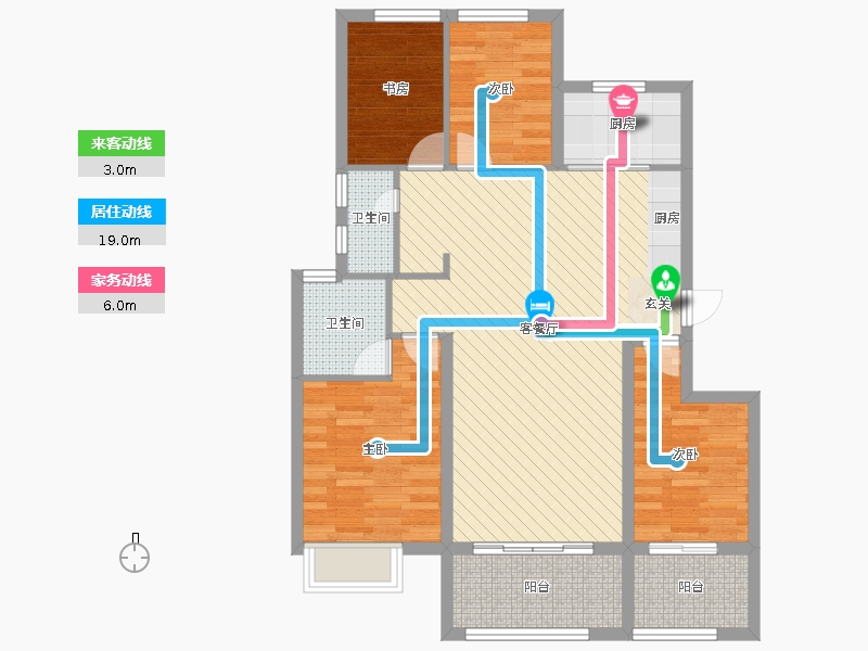 潤德天悅城4室2廳2衛(wèi)1廚138㎡動(dòng)靜線圖