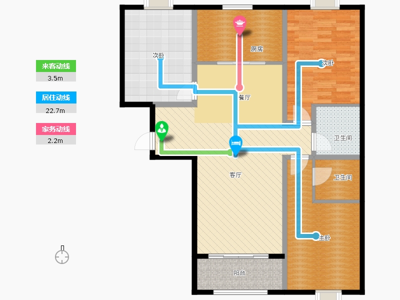 百島綠城3室2廳2衛(wèi)1廚131㎡動線圖