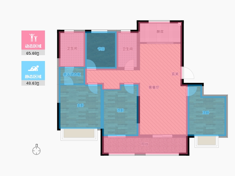 保利西悅春天4室2廳2衛(wèi)1廚147㎡動(dòng)靜分區(qū)圖