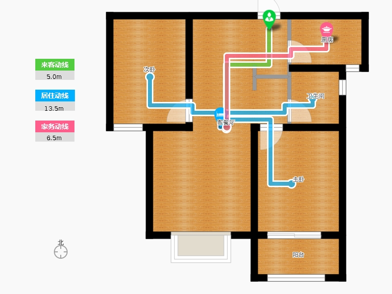 明瀚花香城2室2廳1衛(wèi)1廚85㎡動靜線圖