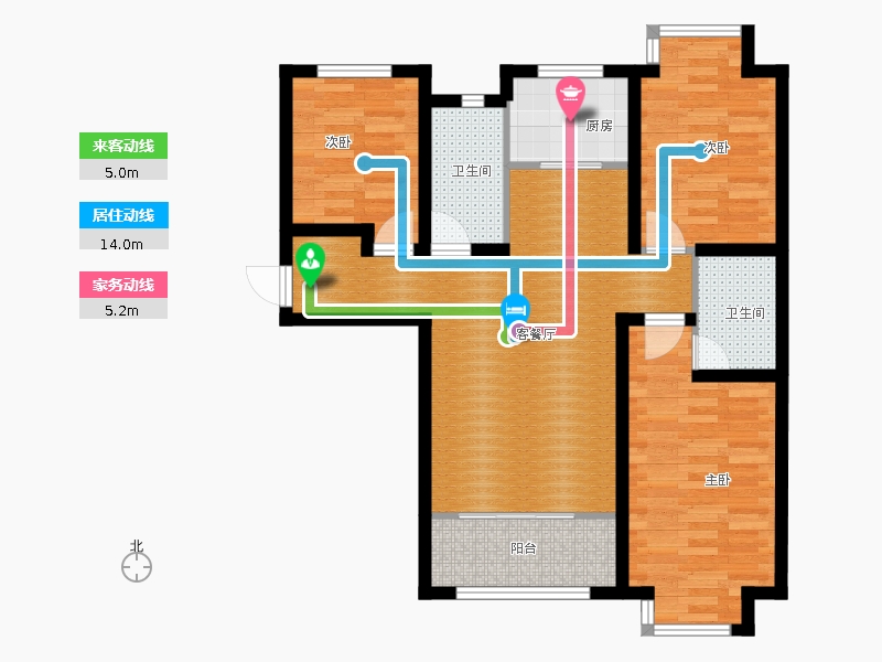 明瀚花香城3室2廳2衛(wèi)1廚119㎡動靜線圖