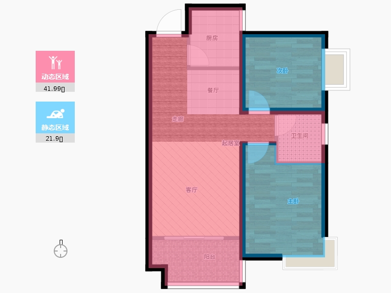 同祥城2室2廳1衛(wèi)1廚80㎡動靜分區(qū)圖