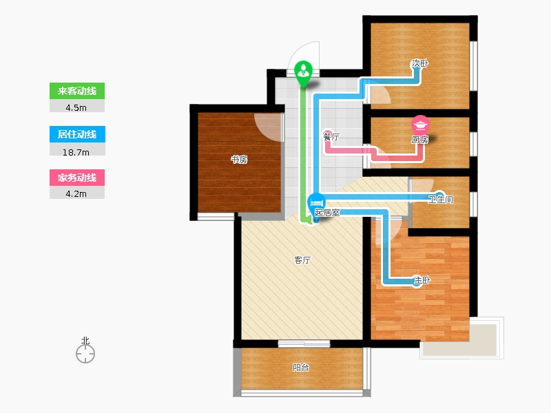 同祥城3室2廳1衛(wèi)1廚104㎡動線圖