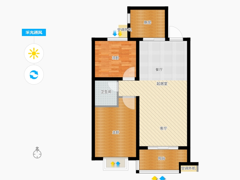 同祥城2室2廳1衛(wèi)1廚107㎡采光通風(fēng)圖