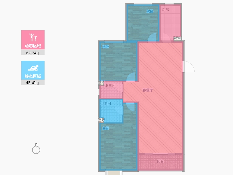 同祥城3室1廳2衛(wèi)1廚137㎡動靜分區(qū)圖