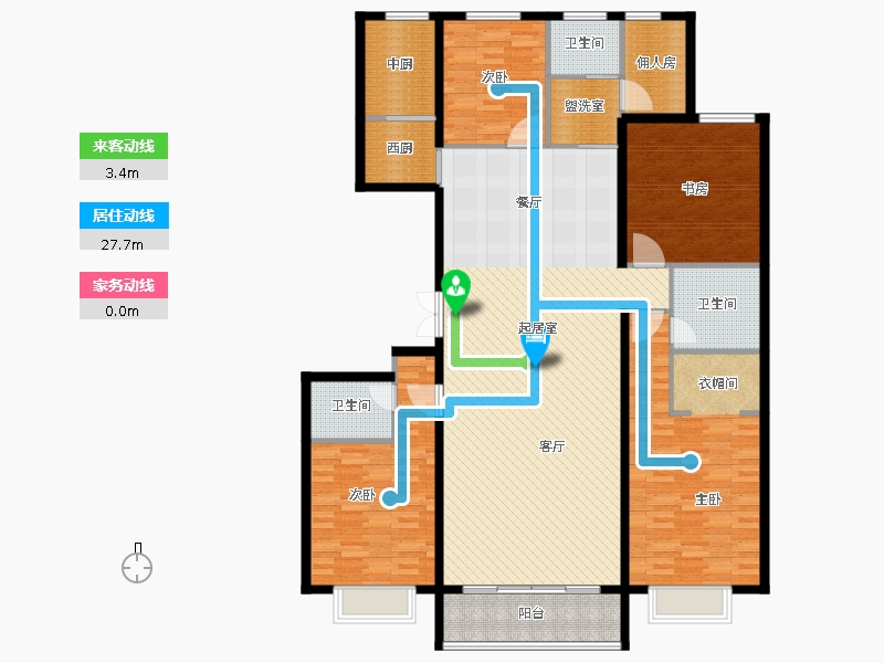 同祥城4室2廳3衛(wèi)1廚240㎡動(dòng)線(xiàn)圖