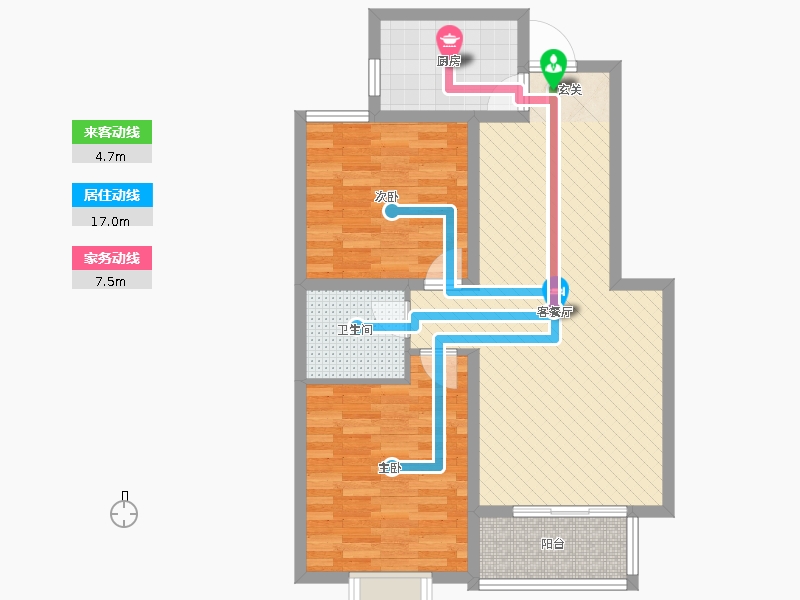 鉑宮時代2室2廳1衛(wèi)1廚89.00㎡動靜線圖