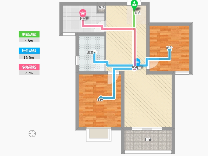 鉑宮時(shí)代2室2廳1衛(wèi)1廚90㎡動(dòng)靜線(xiàn)圖